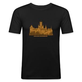 Marienburg Schloss Pattensen Hannover Niedersachse - Männer Slim Fit T-Shirt - Schwarz - Vorne - Nik (191cm)