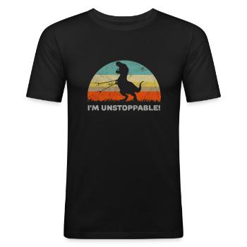 Je suis un T Rex imparable avec des ramasseurs de déchets à bras longs - T-shirt près du corps Homme - noir - Devant - Nik (191cm)