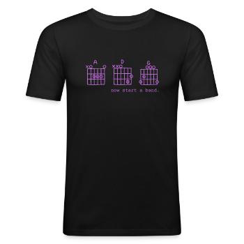 Jetzt eine Band gründen - Lustiges Design inspiriert vom OC - Männer Slim Fit T-Shirt - Schwarz - Vorne - Nik (191cm)