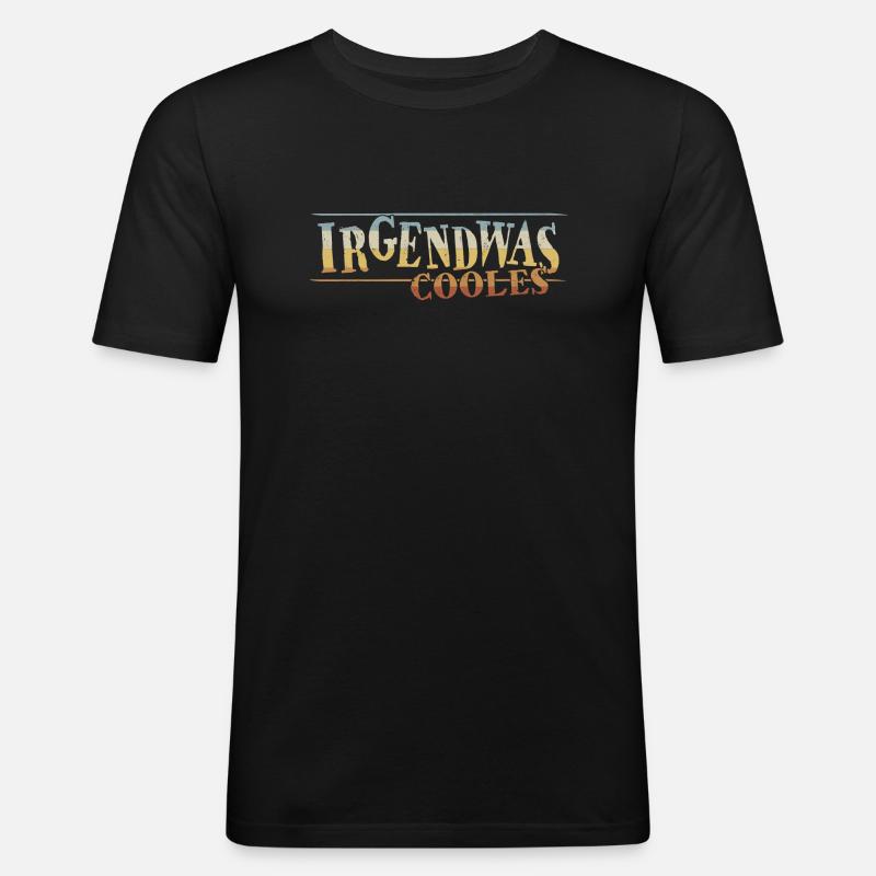 Irgendwas Cooles Lässiges Retro Statement - Männer Slim Fit T-Shirt - Schwarz