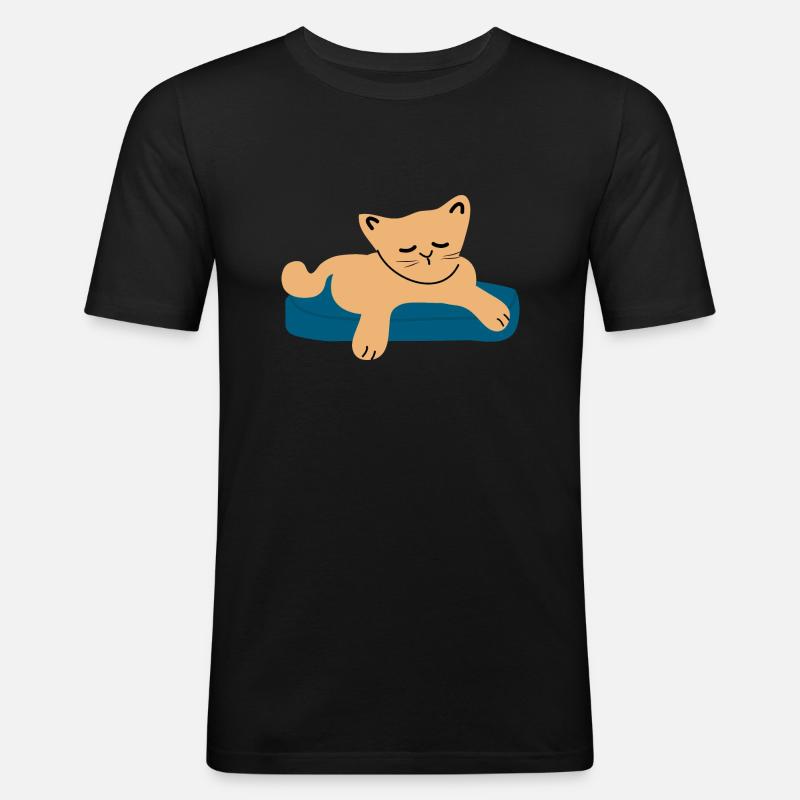 Schlafendes Baby Katze3 - Männer Slim Fit T-Shirt - Schwarz
