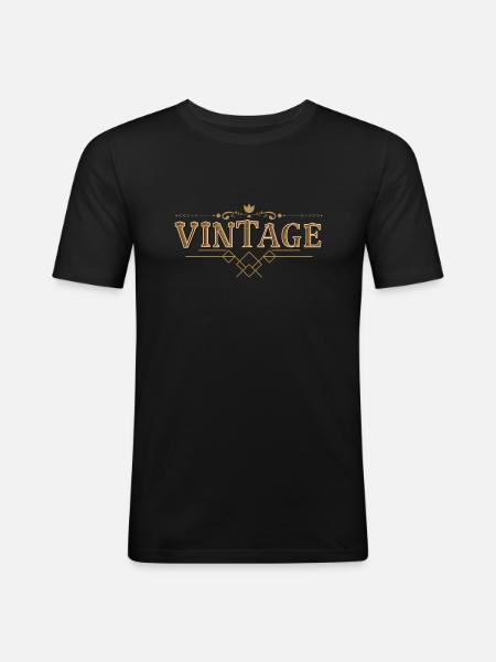Weinlese - Männer Slim Fit T-Shirt - Schwarz