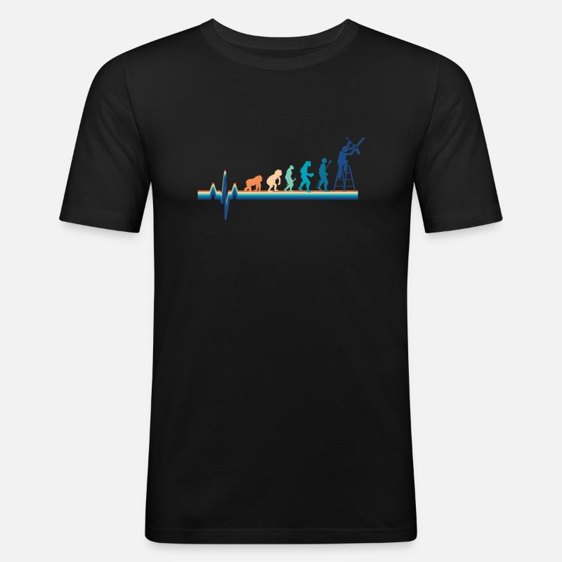 Elektriker Heartbeat Evolution - Männer Slim Fit T-Shirt - Schwarz