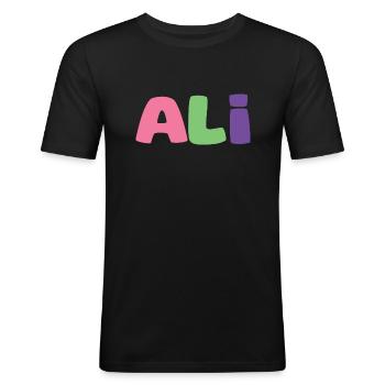 Name - Ali - Men's Slim Fit T-Shirt - black - Front - Nik (191cm)
