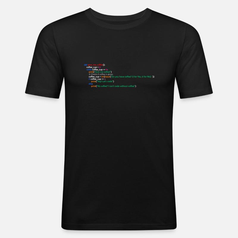 Café, Programmation, Drôle, Café - T-shirt près du corps Homme - noir