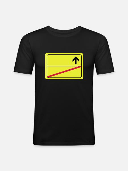 leeres Ortsschild - Men's Slim Fit T-Shirt - black