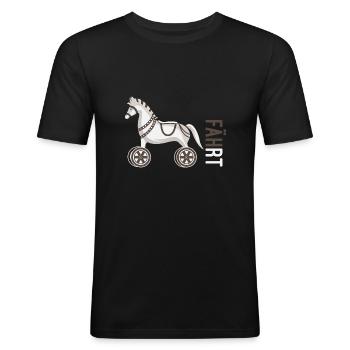 Fährt Pferd Fahrrad - Männer Slim Fit T-Shirt - Schwarz - Vorne - Nik (191cm)