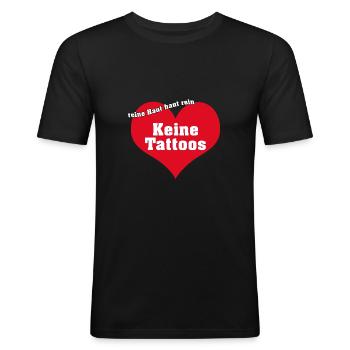 Reine Haut haut rein: keine Tattoos - Männer Slim Fit T-Shirt - Schwarz - Vorne - Nik (191cm)