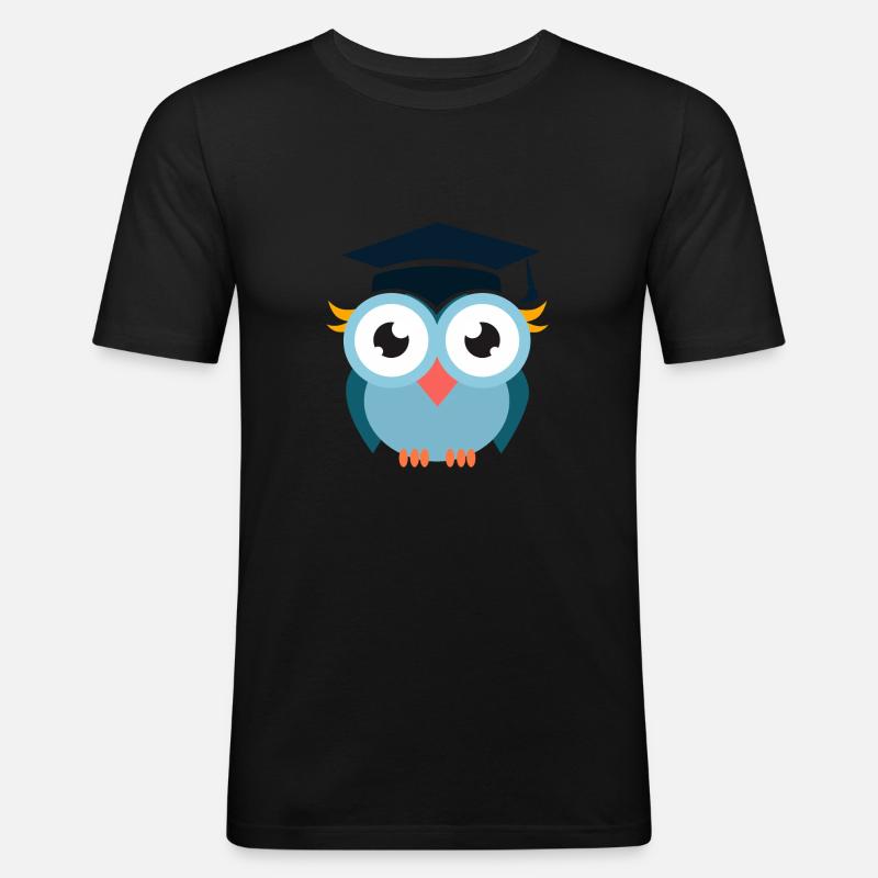 Eule - Männer Slim Fit T-Shirt - Schwarz