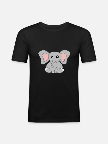 Éléphant bébé - T-shirt près du corps Homme - noir