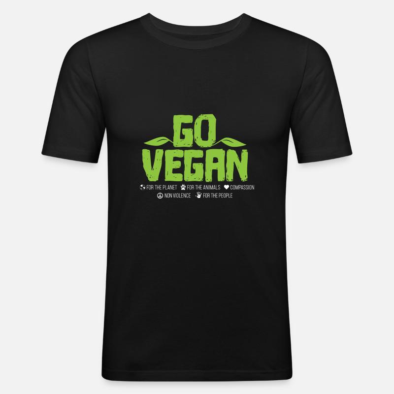 Vegan - Männer Slim Fit T-Shirt - Schwarz