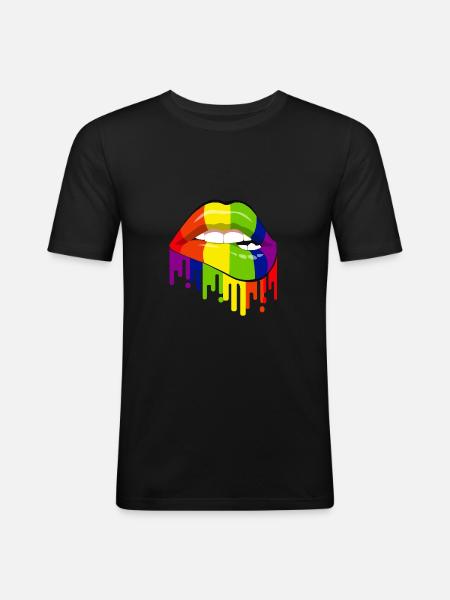 Arc-en-ciel - T-shirt près du corps Homme - noir
