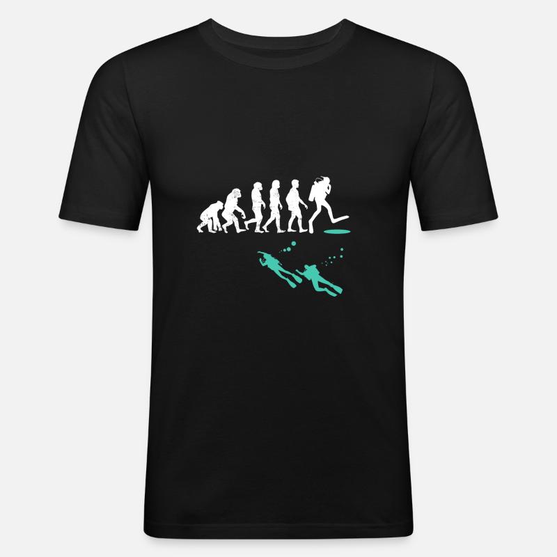 Evolution of Scuba Diver Evolution - Männer Slim Fit T-Shirt - Schwarz