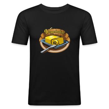 Weggebuttert - Männer Slim Fit T-Shirt - Schwarz - Vorne - Nik (191cm)
