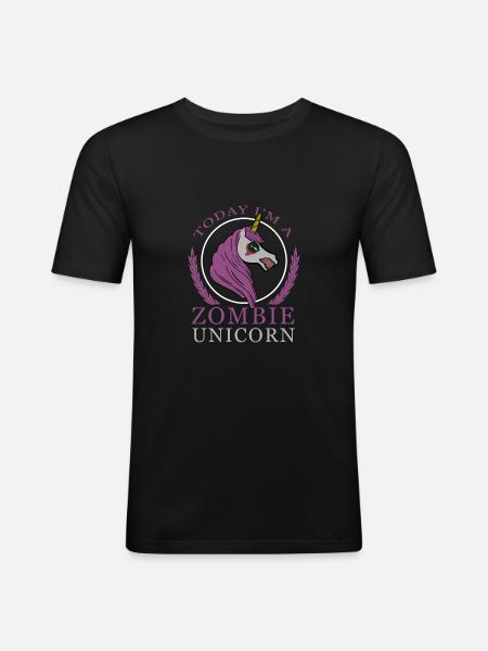 Licorne Zombie - T-shirt près du corps Homme - noir