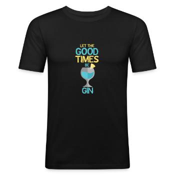Gin - Männer Slim Fit T-Shirt - Schwarz - Vorne - Nik (191cm)