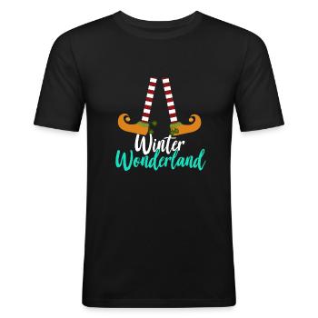 Pays des merveilles d'hiver - T-shirt près du corps Homme - noir - Devant - Nik (191cm)