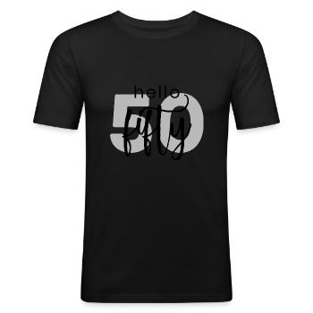 50 Geburtstag - Männer Slim Fit T-Shirt - Schwarz - Vorne - Nik (191cm)