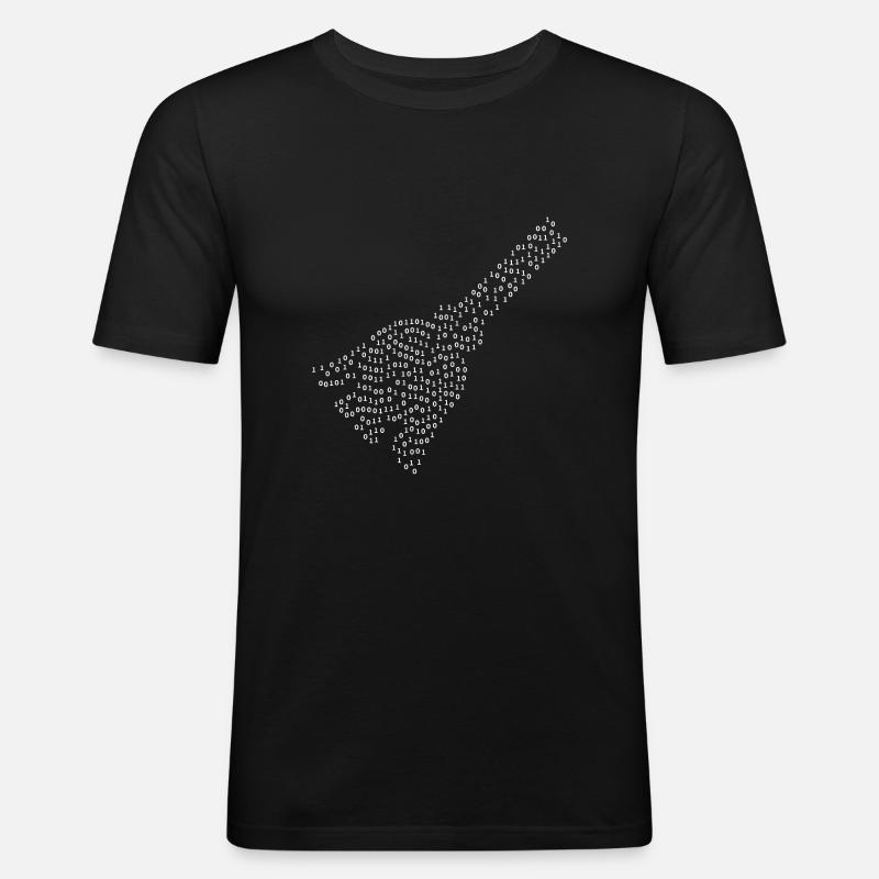 Binary Broom - Männer Slim Fit T-Shirt - Schwarz