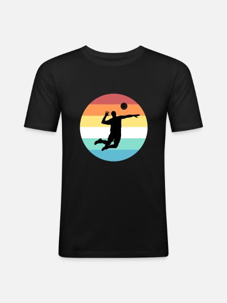 Volleyballer - Männer Slim Fit T-Shirt - Schwarz