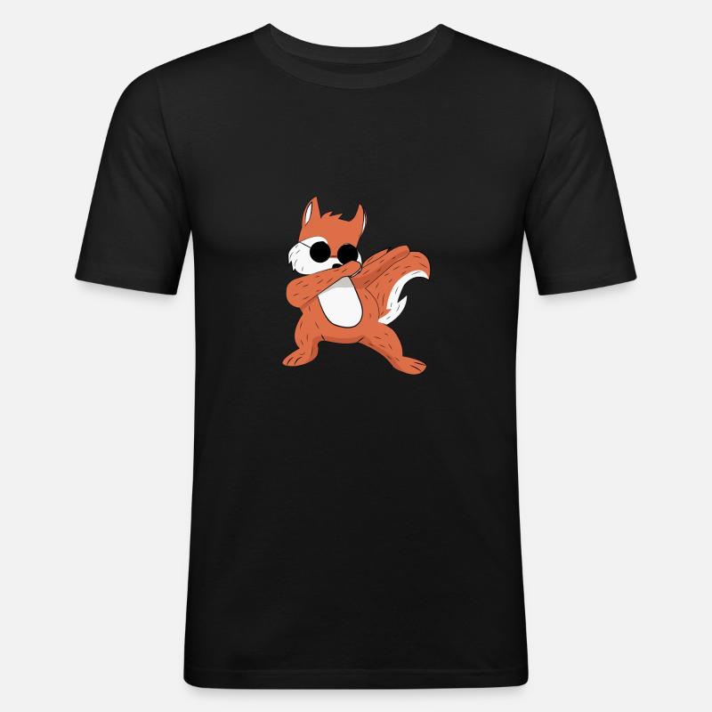 Dabbing Fox Dab Fuchs - Männer Slim Fit T-Shirt - Schwarz