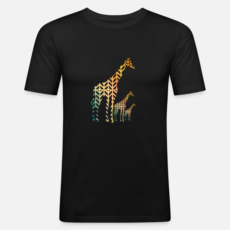 Giraffe - Männer Slim Fit T-Shirt - Schwarz