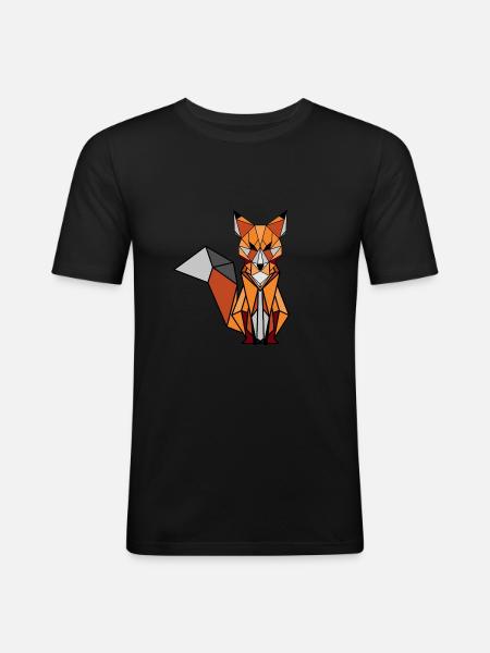 Geometric fox - Men's Slim Fit T-Shirt - black