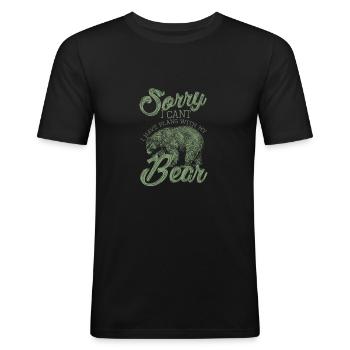 Bär - Männer Slim Fit T-Shirt - Schwarz - Vorne - Nik (191cm)