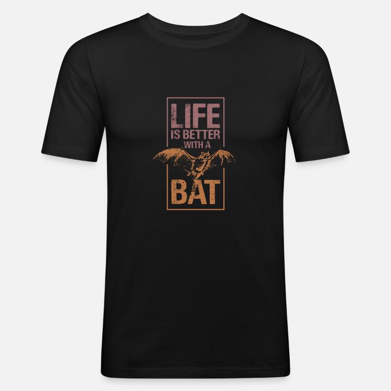 Fledermaus - Männer Slim Fit T-Shirt - Schwarz