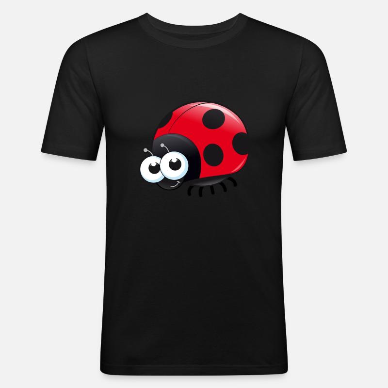 Marienkäfer - Männer Slim Fit T-Shirt - Schwarz