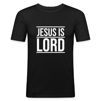 Jesus is Lord - Men's Slim Fit T-Shirt - black - Front - Nik (191cm)