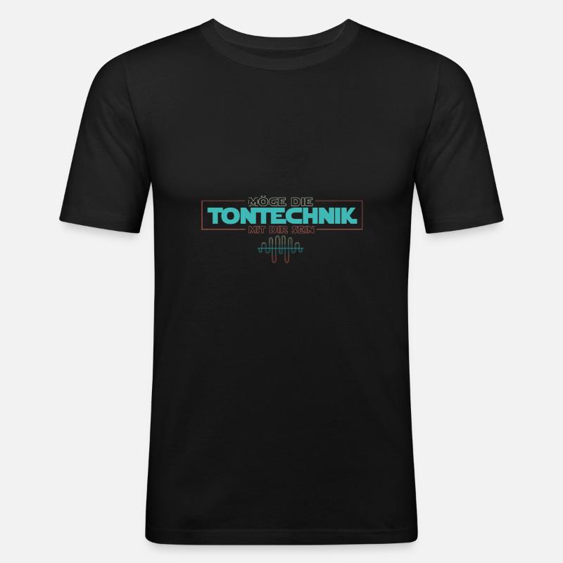 Tontechniker - Männer Slim Fit T-Shirt - Schwarz