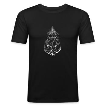 Ganesha - T-shirt près du corps Homme - noir - Devant - Nik (191cm)