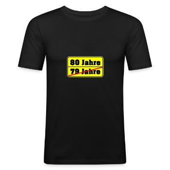 80. Geburtstag - Männer Slim Fit T-Shirt - Schwarz - Vorne - Nik (191cm)