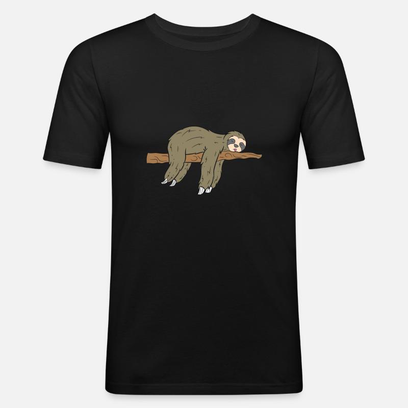 Faultier Faultiere Geschenk Sloth Ast - Männer Slim Fit T-Shirt - Schwarz