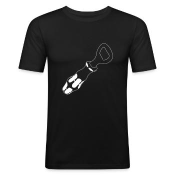 bottle opener - Men's Slim Fit T-Shirt - black - Front - Nik (191cm)