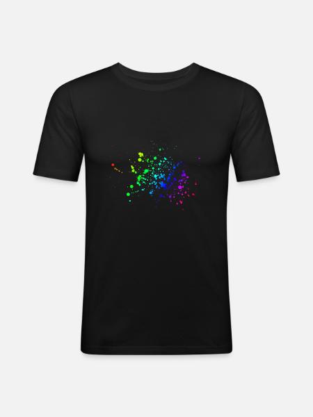 Klex rainbow - Männer Slim Fit T-Shirt - Schwarz