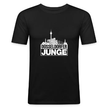 Düsseldorfer Junge Weiss Düsseldorf Geschenk - Männer Slim Fit T-Shirt - Schwarz - Vorne - Nik (191cm)
