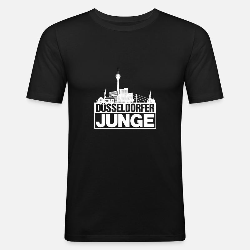 Düsseldorfer Junge Weiss Düsseldorf Geschenk - Männer Slim Fit T-Shirt - Schwarz