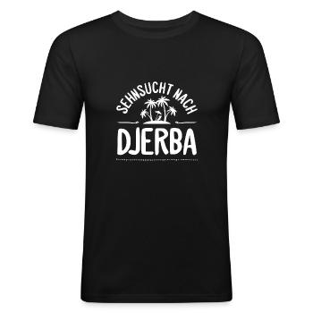 Nostalgie de Djerba île Cadeau d’amour - T-shirt près du corps Homme - noir - Devant - Nik (191cm)