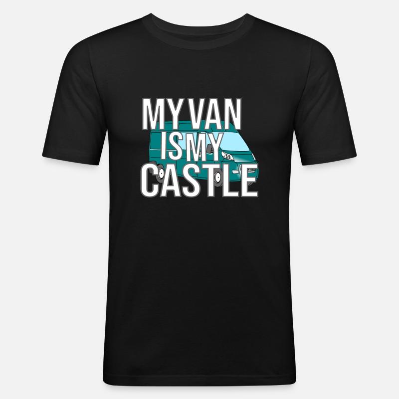 My Van Is My Castle - Männer Slim Fit T-Shirt - Schwarz