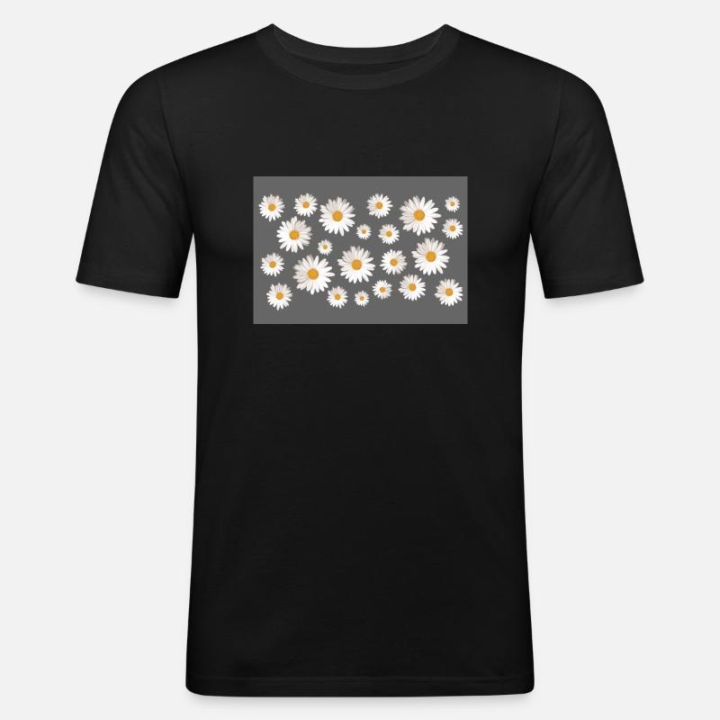 Gänseblümchen - Männer Slim Fit T-Shirt - Schwarz