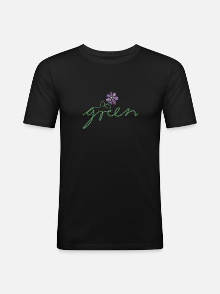 Green Nature - Men's Slim Fit T-Shirt - black
