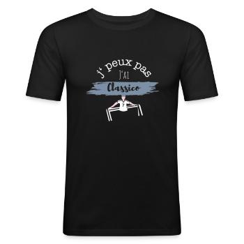 Je peux pas j'ai classico - T-shirt près du corps Homme - noir - Devant - Nik (191cm)