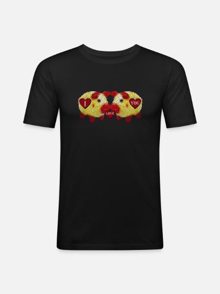 Je t’aime Piggy - T-shirt près du corps Homme - noir