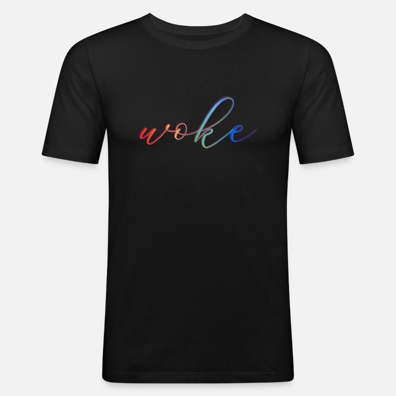 Autodérision : WOKE - T-shirt près du corps Homme - noir