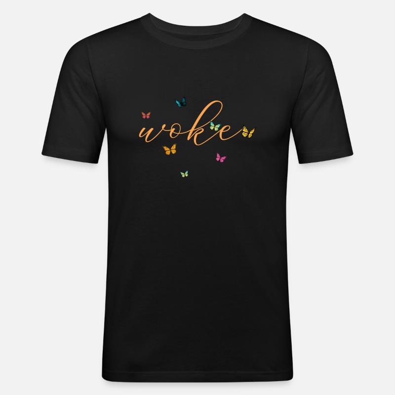 Autodérision : WOKE - T-shirt près du corps Homme - noir
