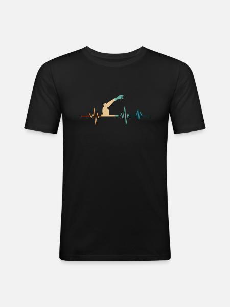 Retro Heartbeat Robotic Arm - Men's Slim Fit T-Shirt - black