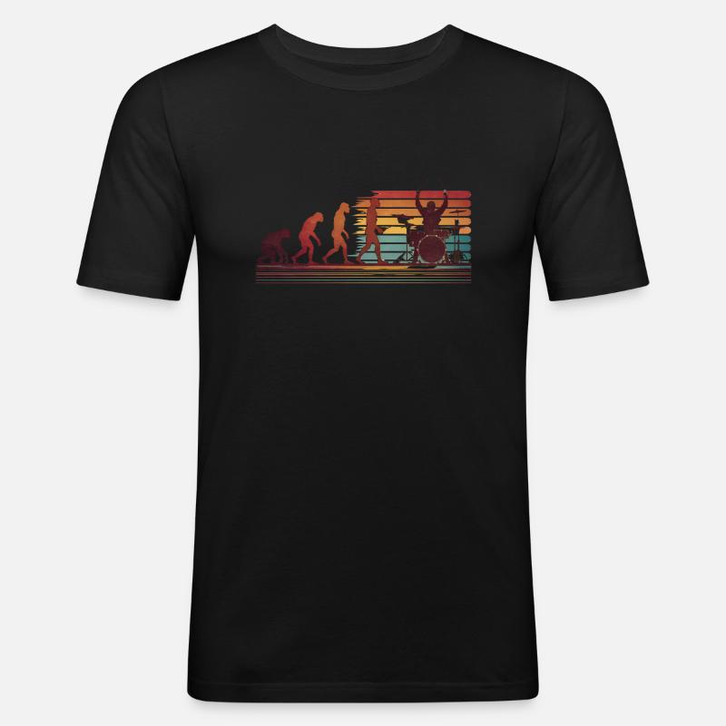 Batteur Evolution Trommeln - Männer Slim Fit T-Shirt - Schwarz