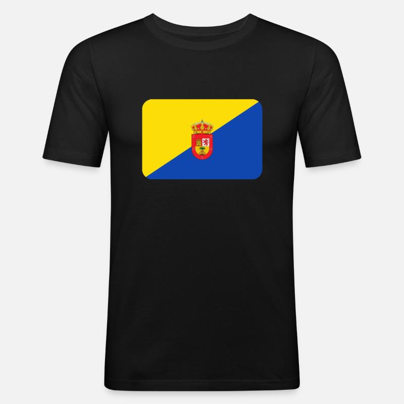 GRAN CANARIA FLAG round corner 400 dpi - Slim Fit T-shirt herr - svart